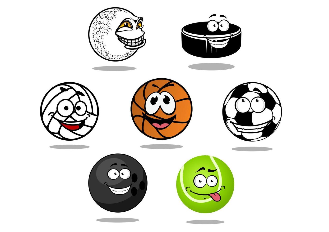 personajes de bolas de juego de dibujos animados vector