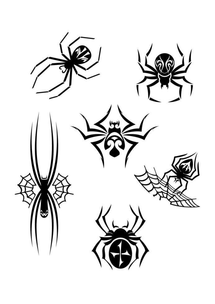 Black danger spiders set vector
