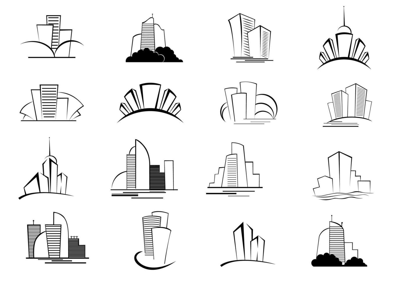 conjunto de iconos de construcción de contorno estilizado vector