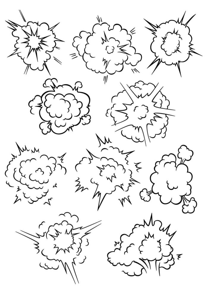 Comics explosion clouds set vector