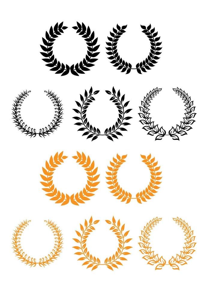 Heraldic set of foliate and laurel wreaths vector