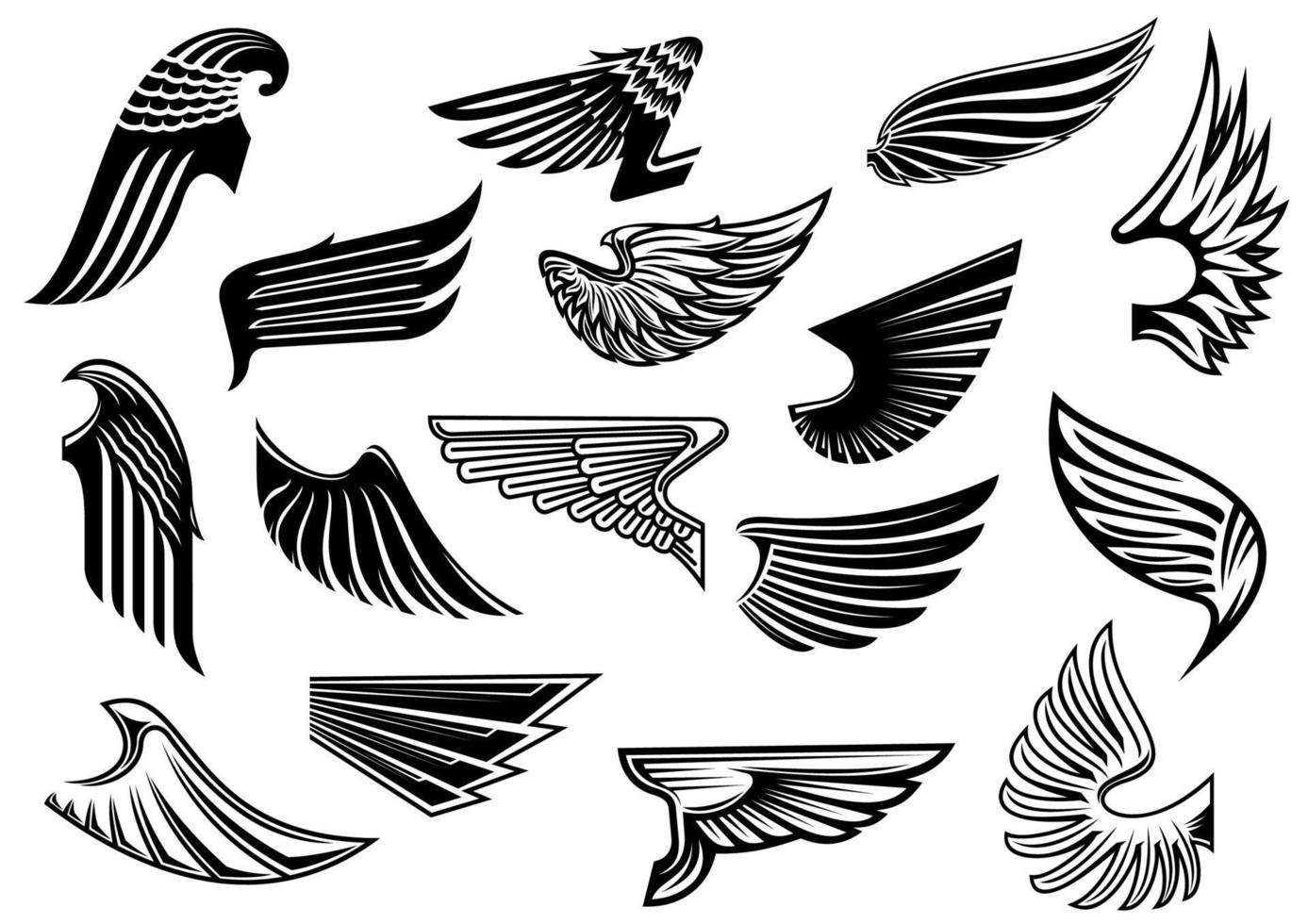 Vintage isolated heraldic wings set vector