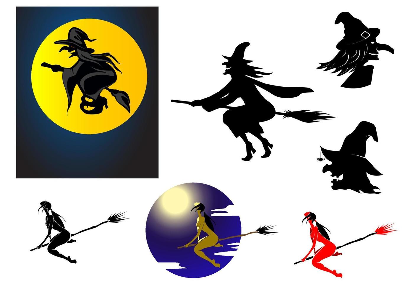 Set of Halloween witches vector