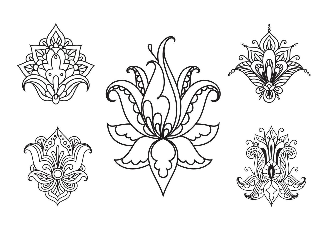 Persian floral paisley ornaments and elements vector