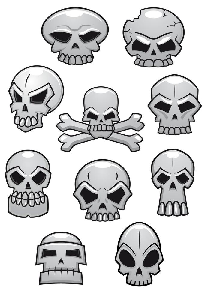 cráneos de halloween de dibujos animados vector