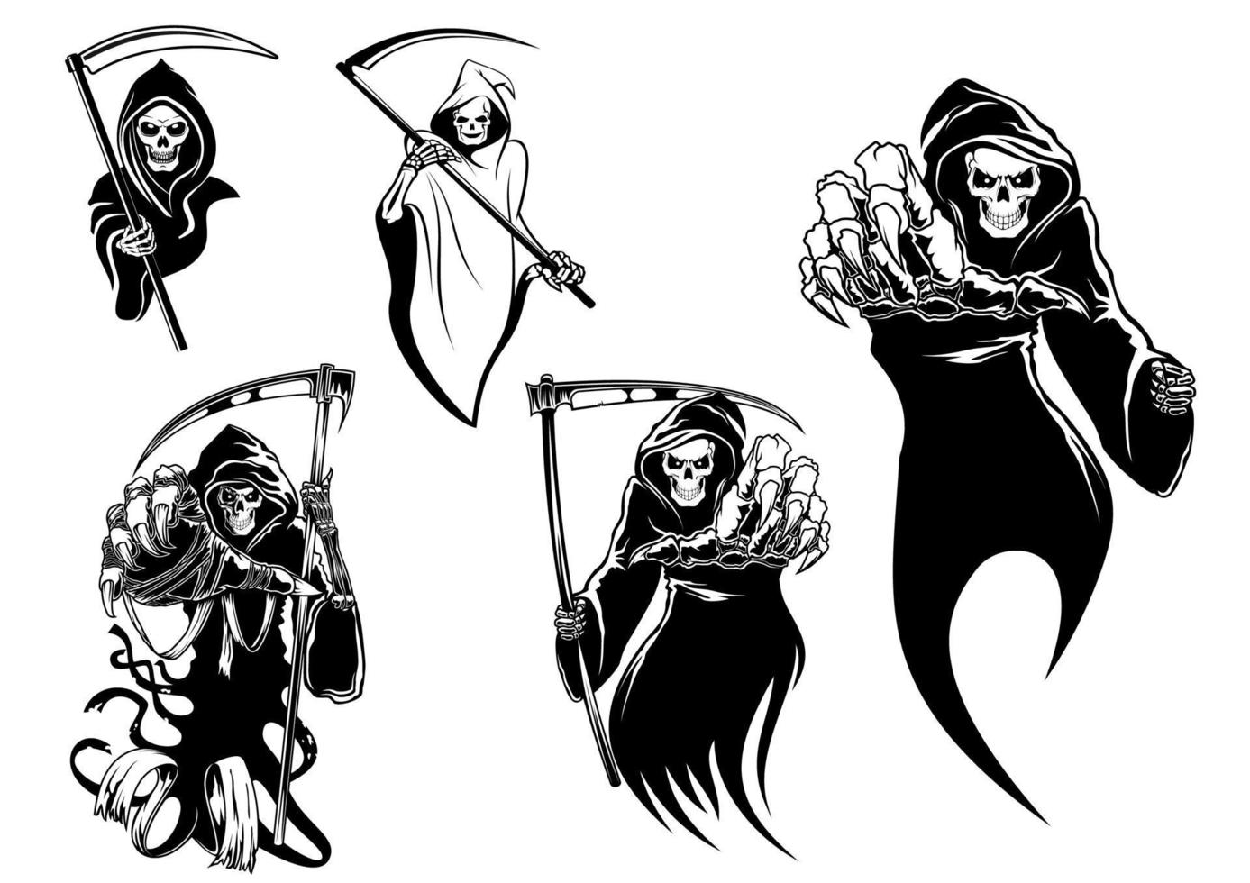 personajes del esqueleto de la muerte vector