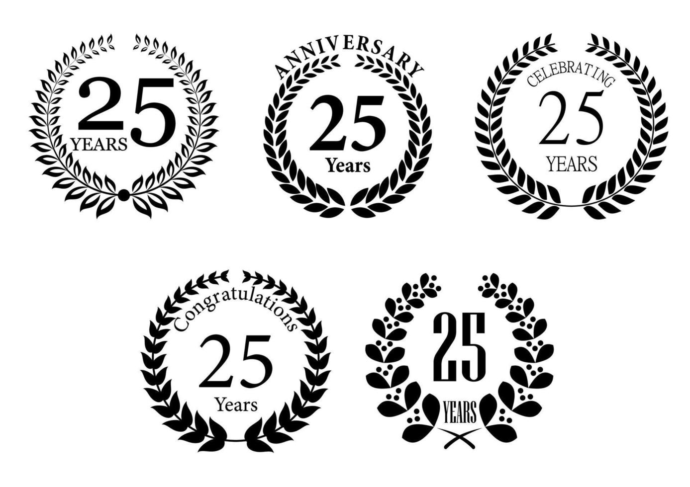 Anniversary jubilee laurel wreaths set vector