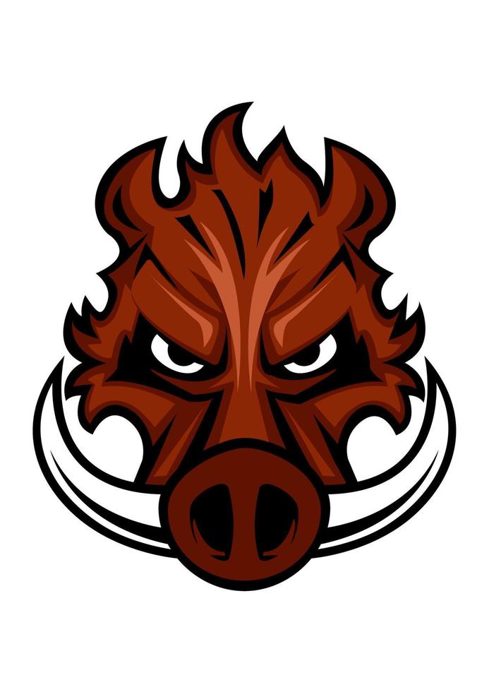 Fierce angry wild boar head vector