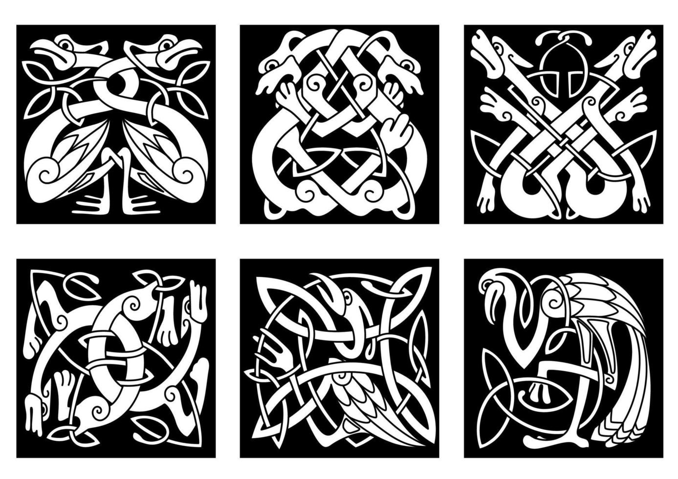 Birds and animals in celtic ornament vector