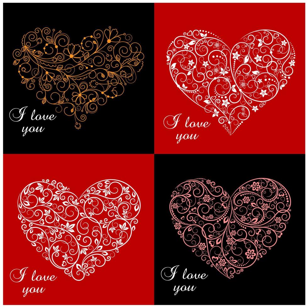Valentine Day greeting cards vector