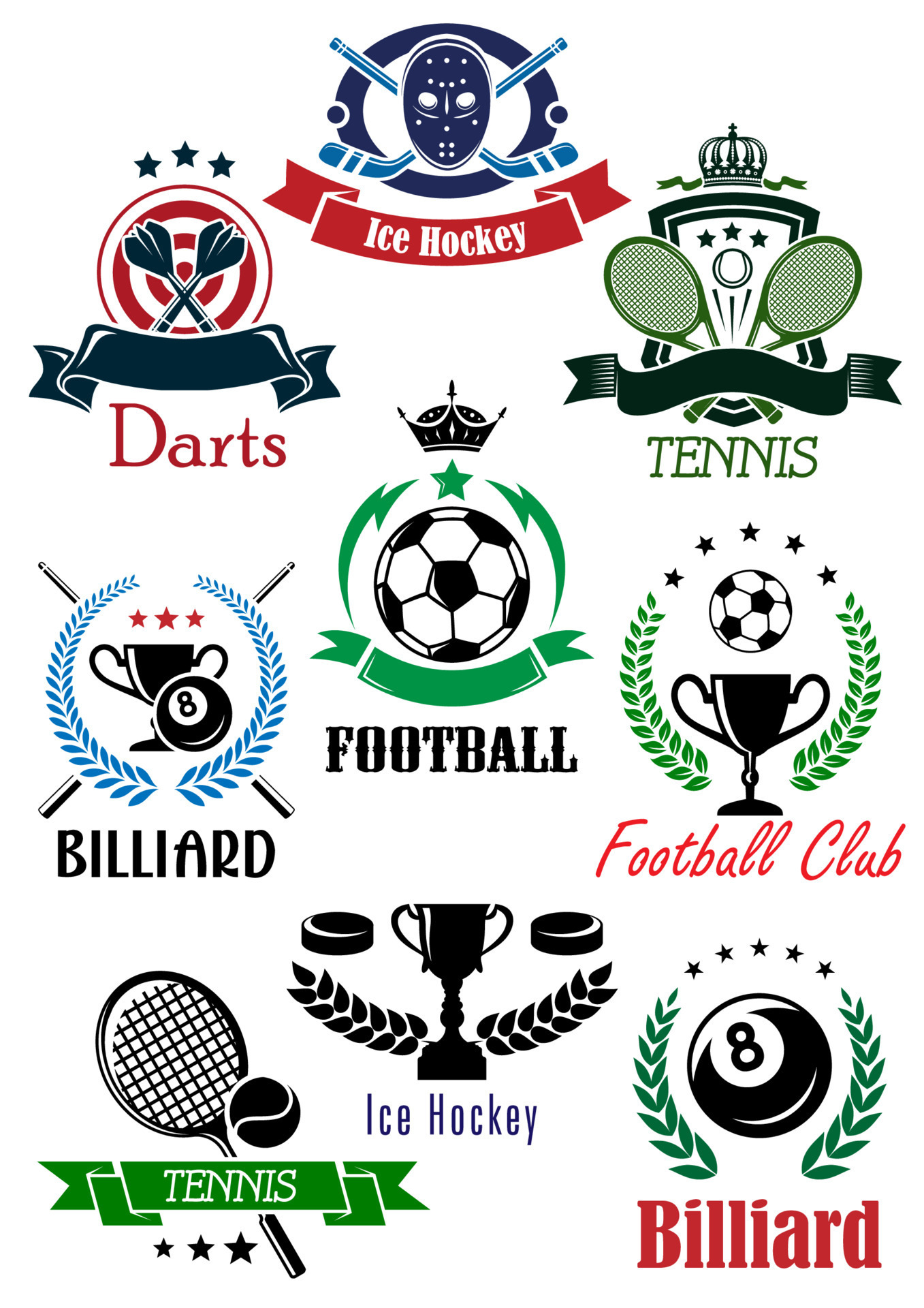 Football, darts, hockey, logo 11521498 Vector Art Vecteezy