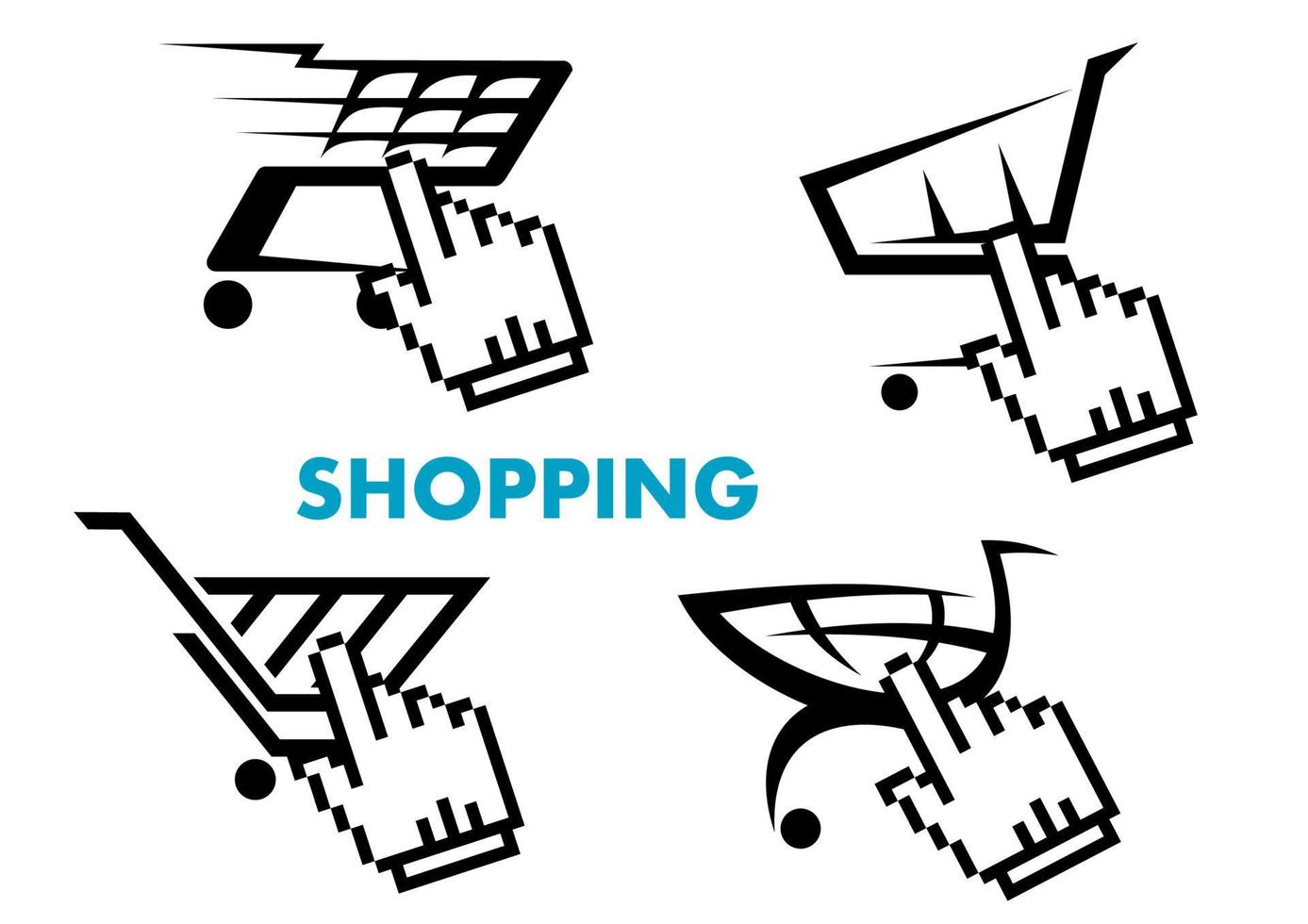 Shopping cart and retail business icons set vector