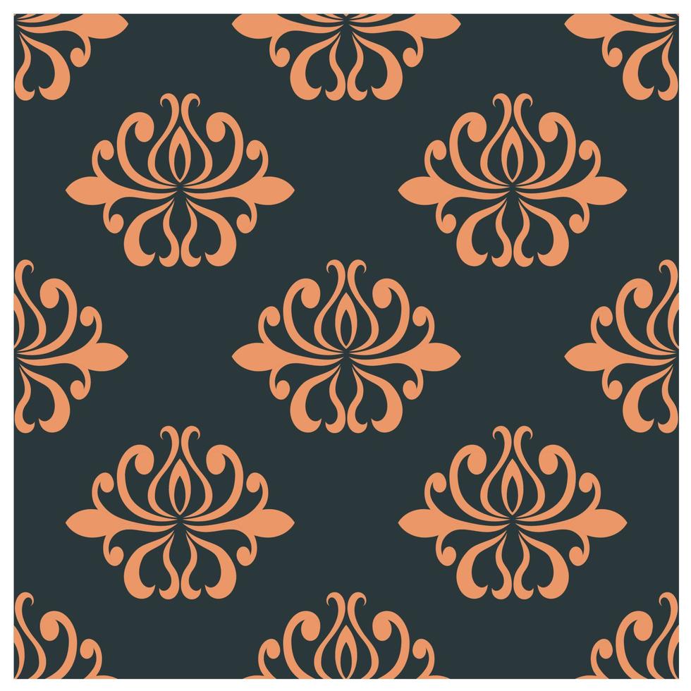 Retro seamless pattern with orange flowers vector
