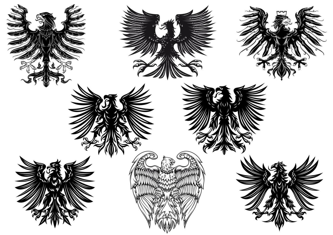 Heraldic royal medieval eagles vector