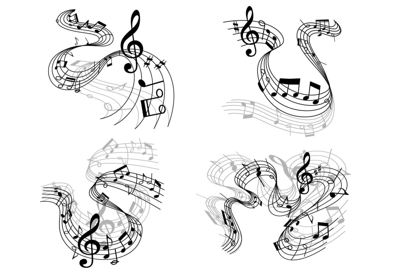 Abstract musical compositions set vector