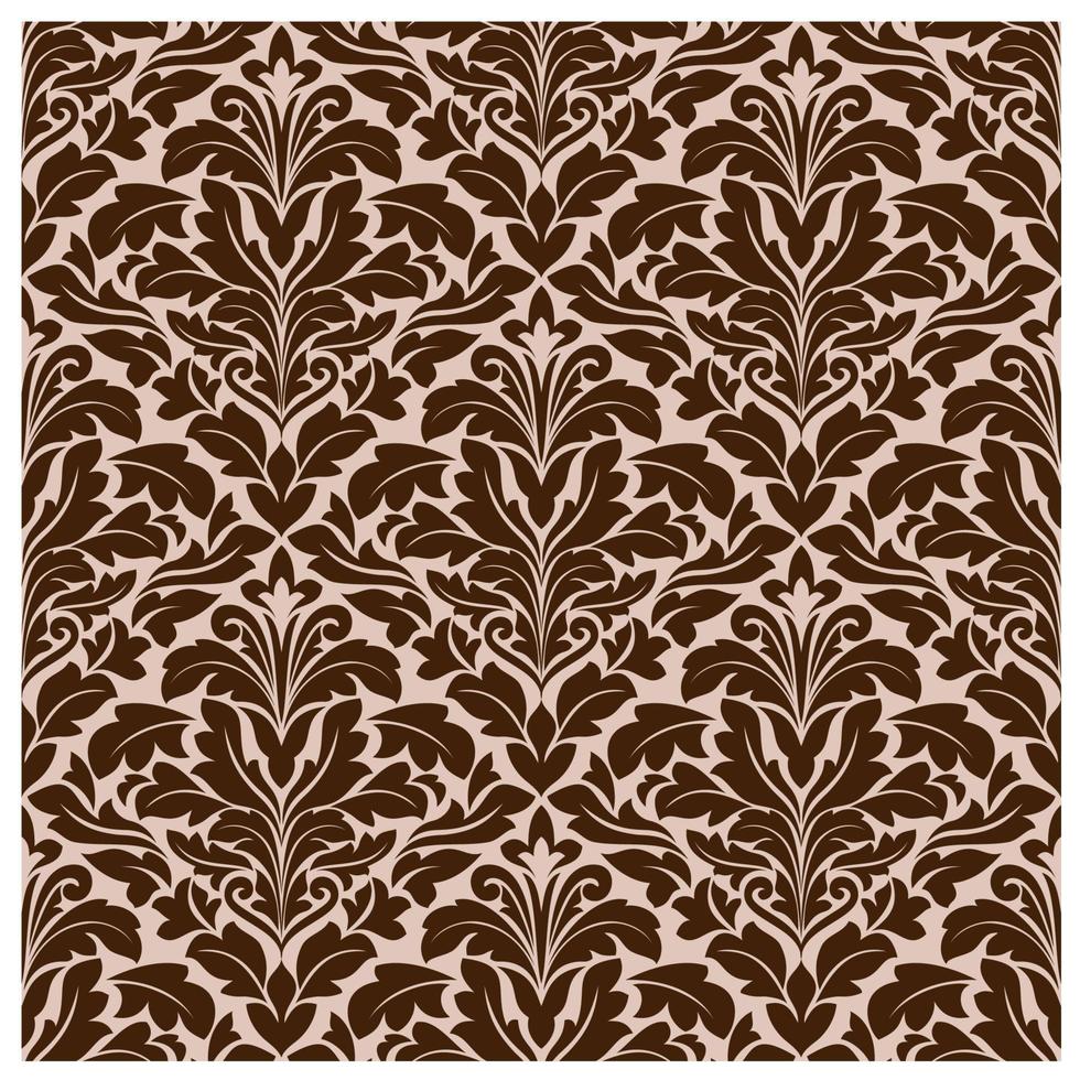 patrón de damasco floral marrón y beige vector