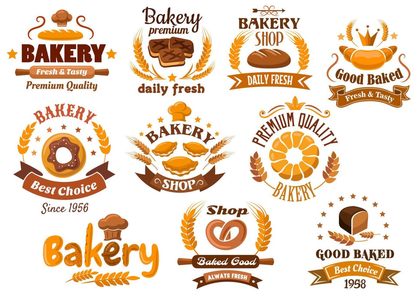 Bakery shop emblem or sign board designs vector