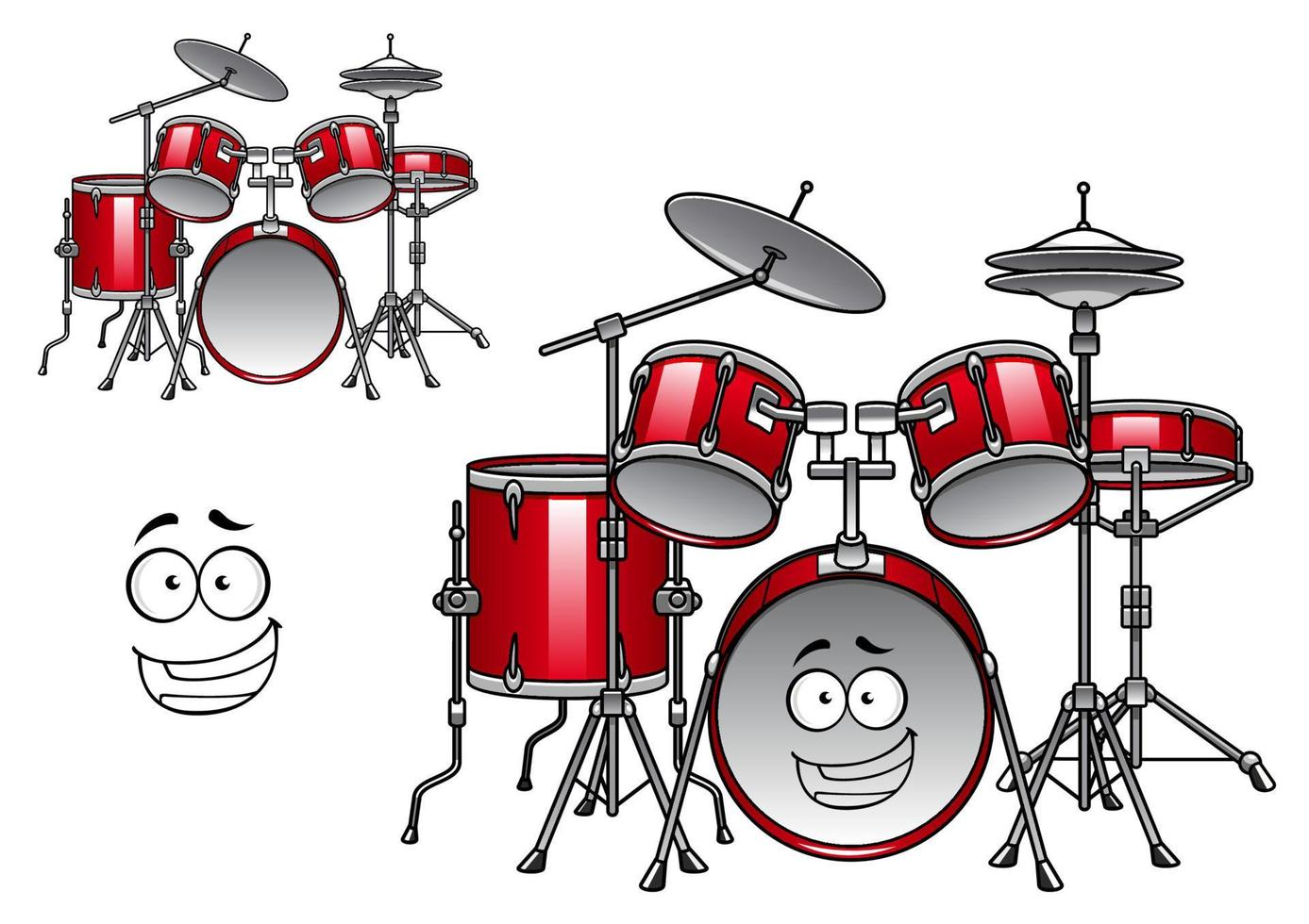 Red drum kit cartoon character vector