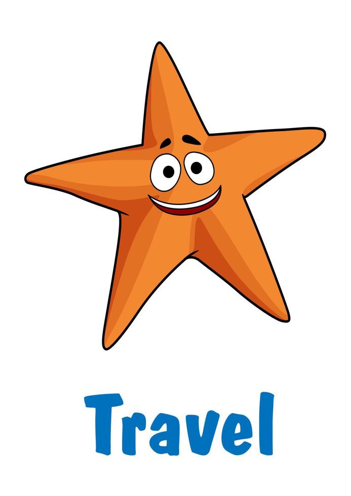 cartel de viaje con una estrella de mar vector