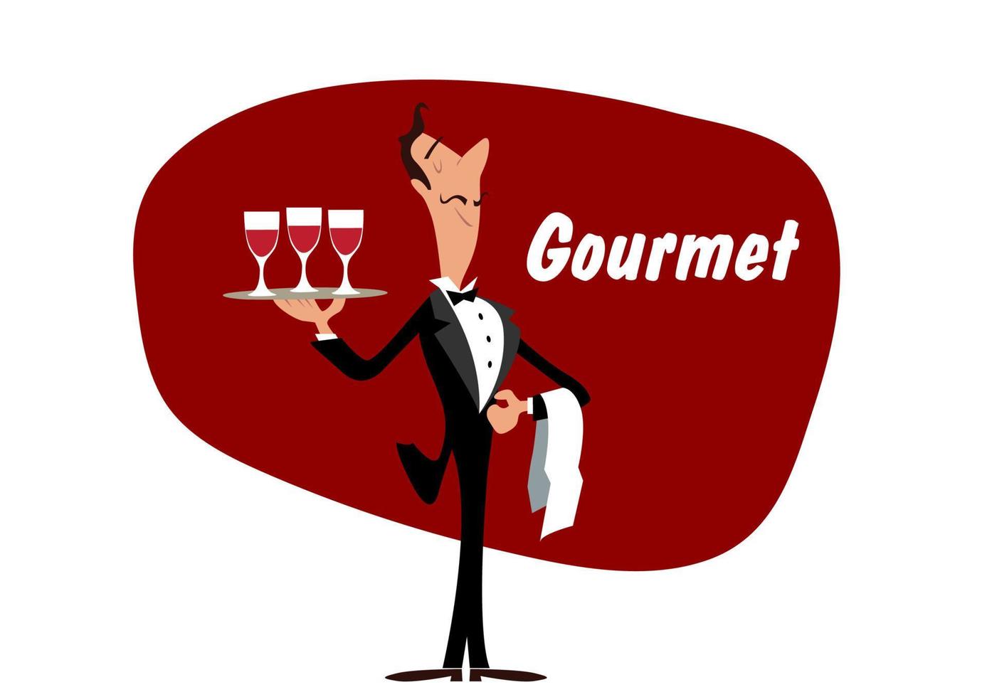 Elegant waiter with wineglasses vector