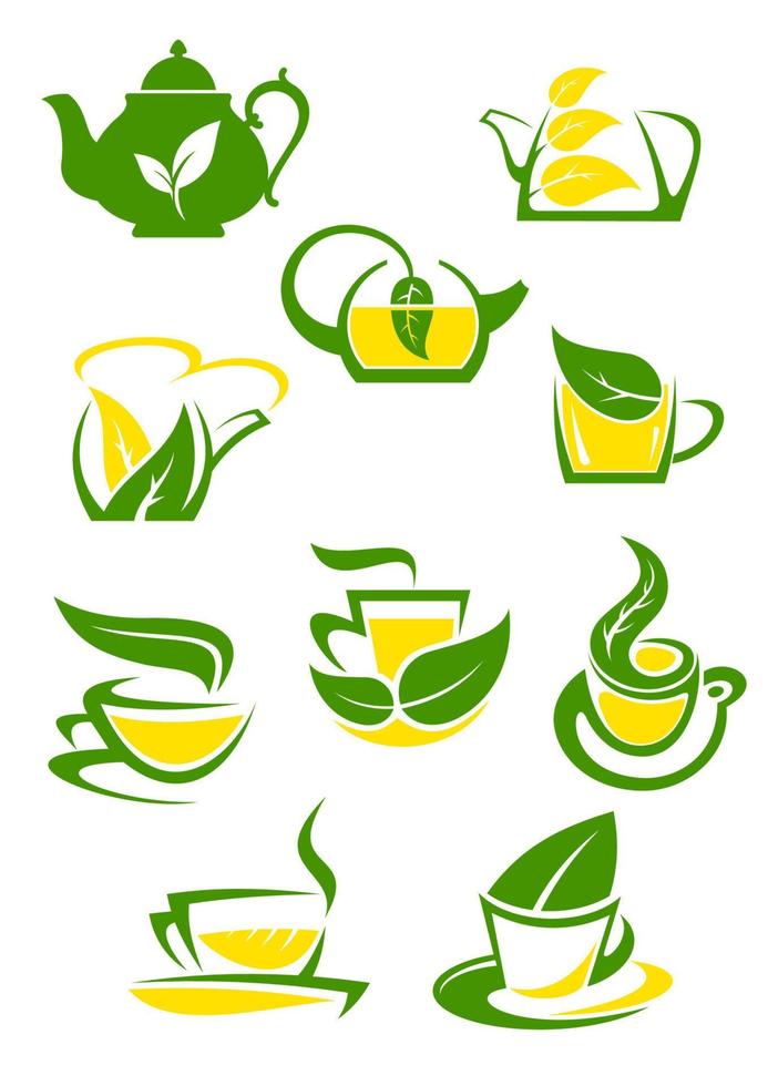 Herbal and lemon tea cup icons vector