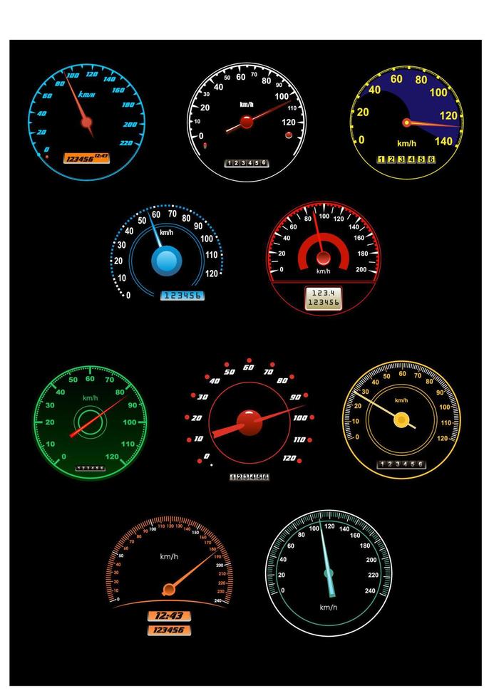 Sppeedometers and speed dials vector