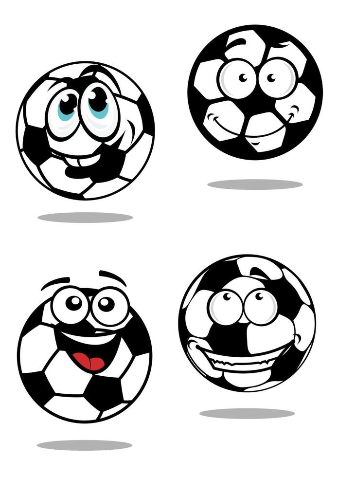 personajes de dibujos animados de balones de fútbol vector