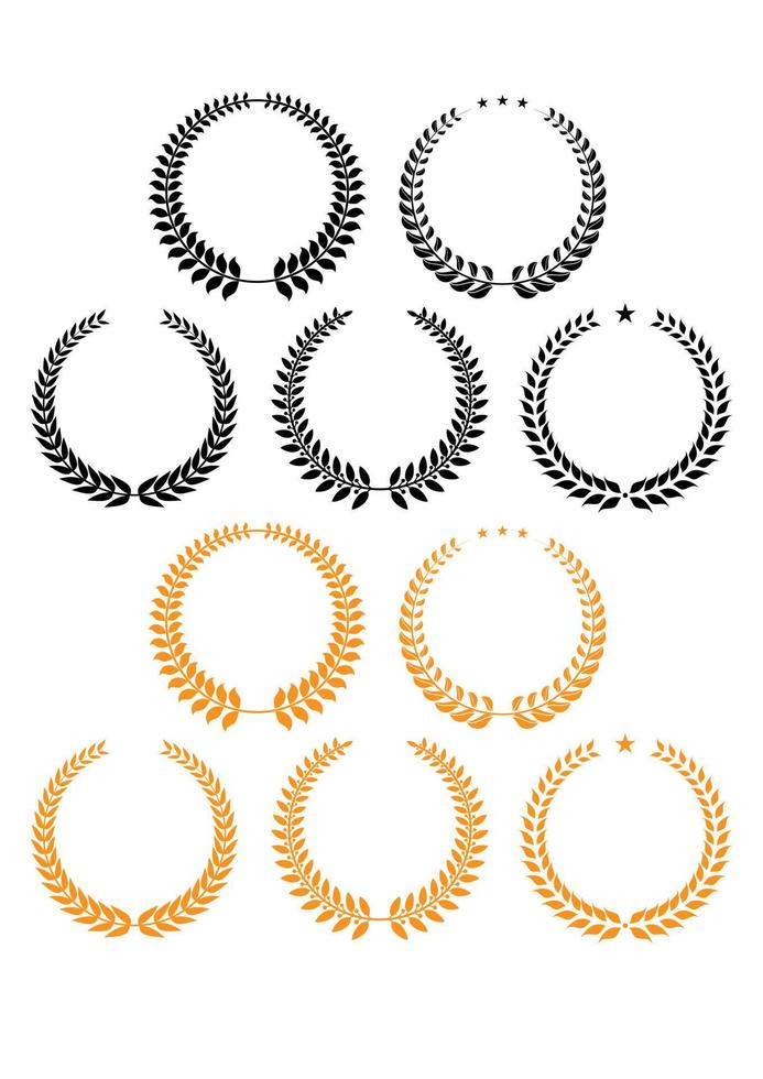 Laurel wreaths with stars design elements vector