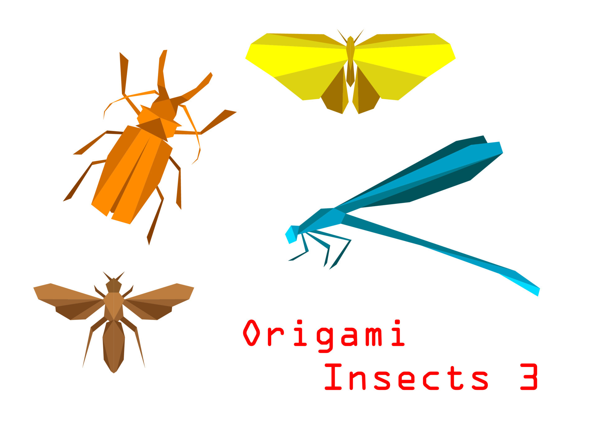 Origami paper insects 11521725 Vector Art at Vecteezy Origami paper insects 11521725 Vector Art at Vecteezy