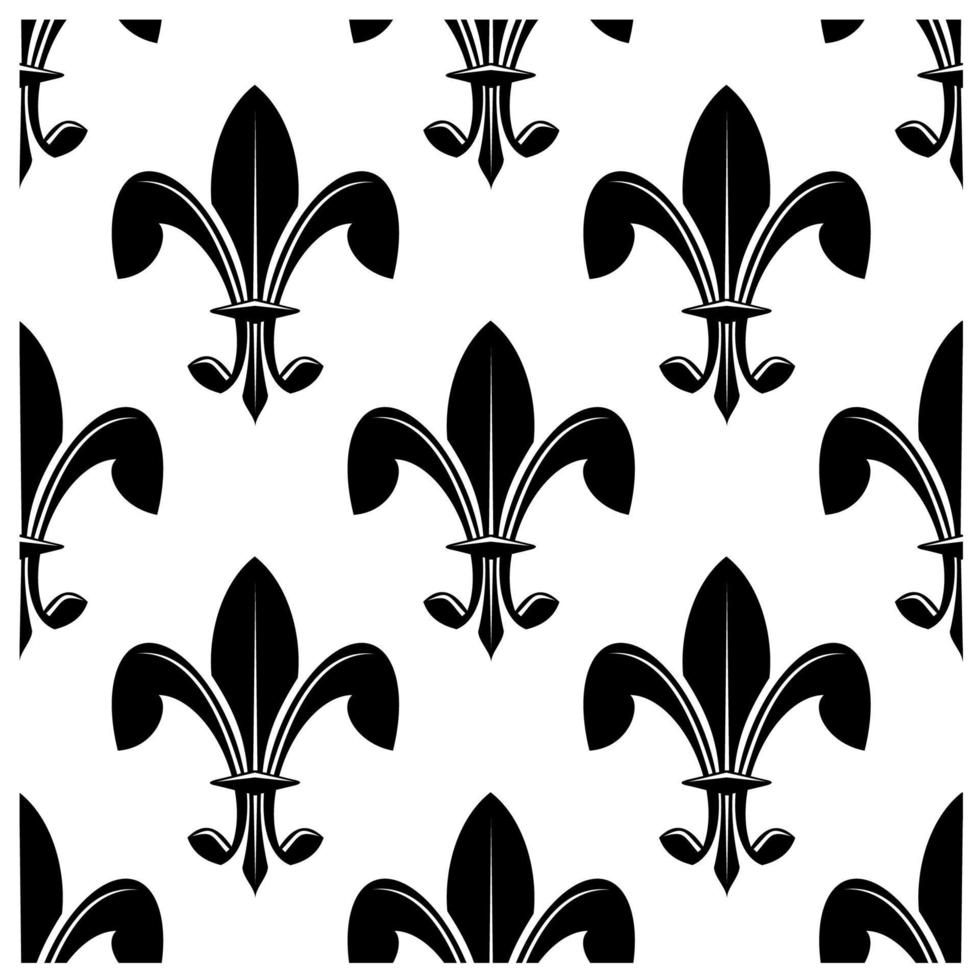 Black and white seamles fleur de lys pattern vector