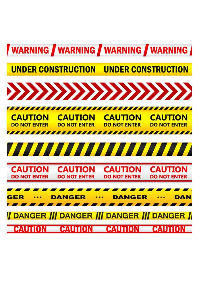 Yellow warning tapes with texts vector