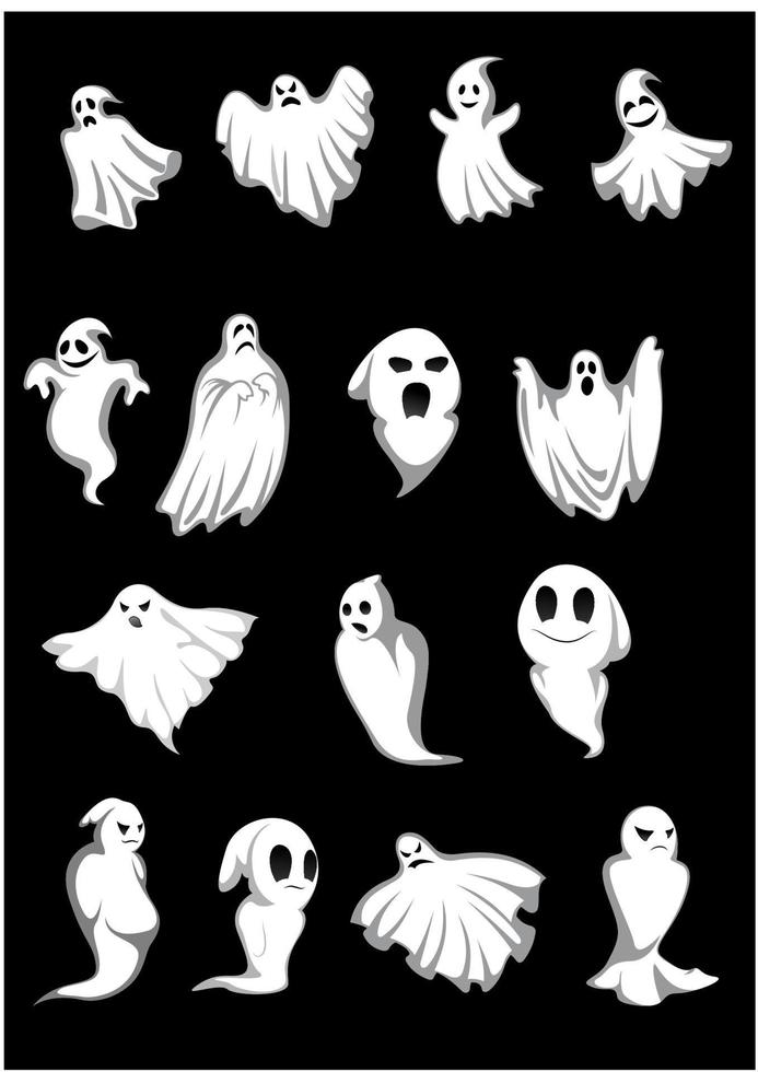 White Halloween ghosts vector