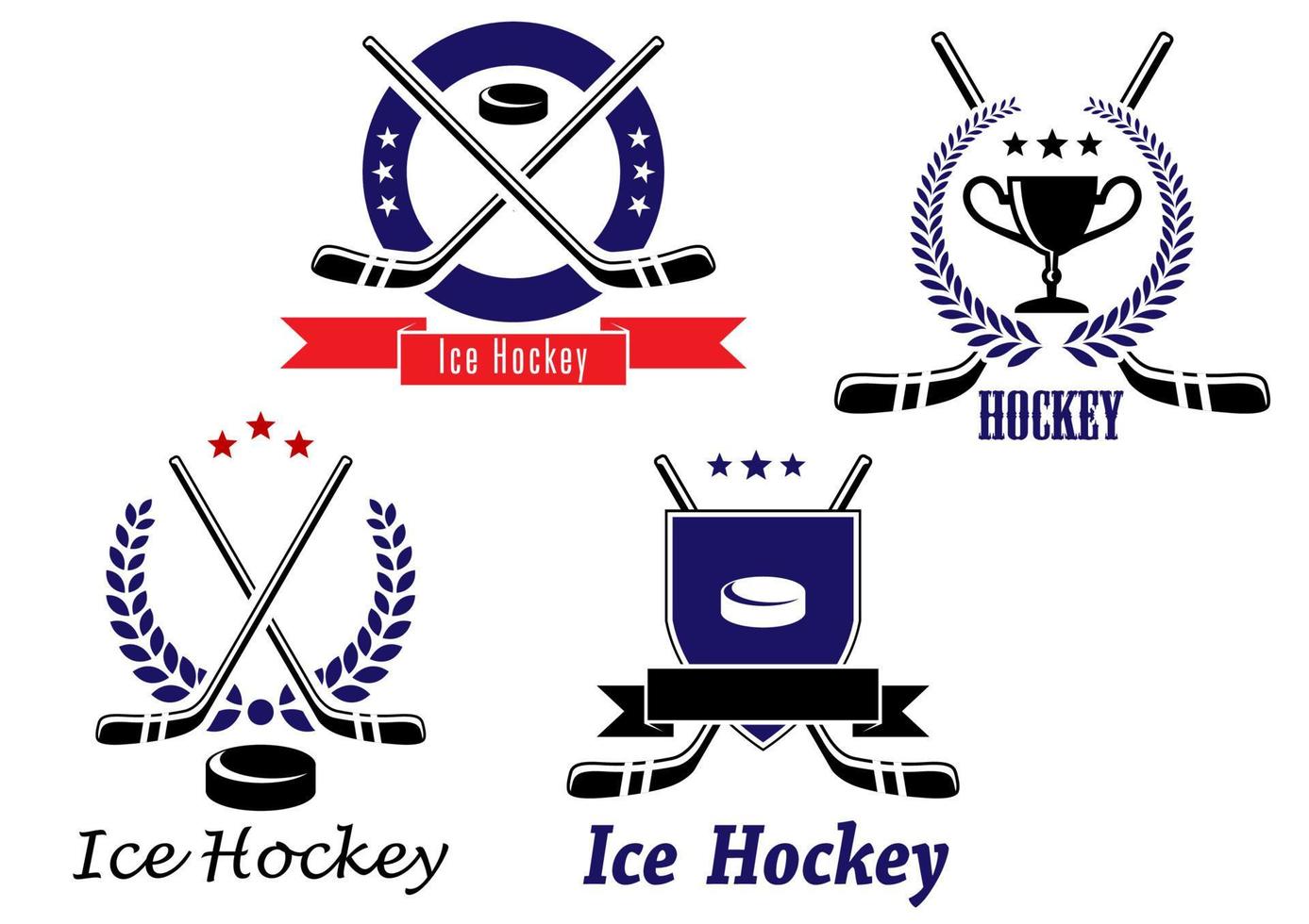 Set of ice hockey emblems vector