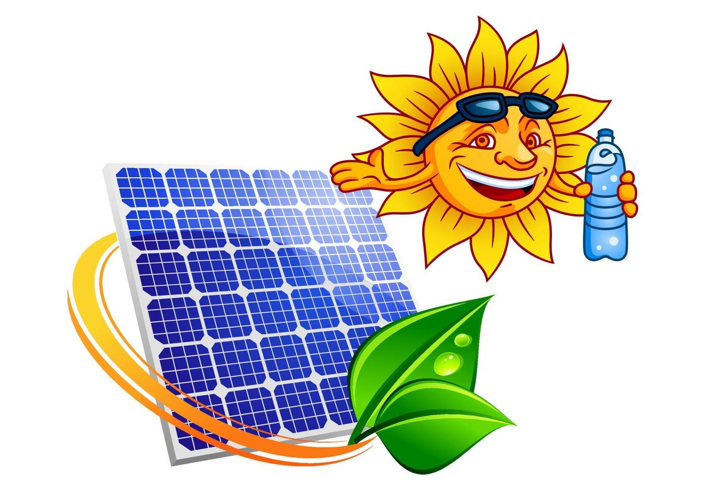 Solar panel with cartoon sun eco concept vector