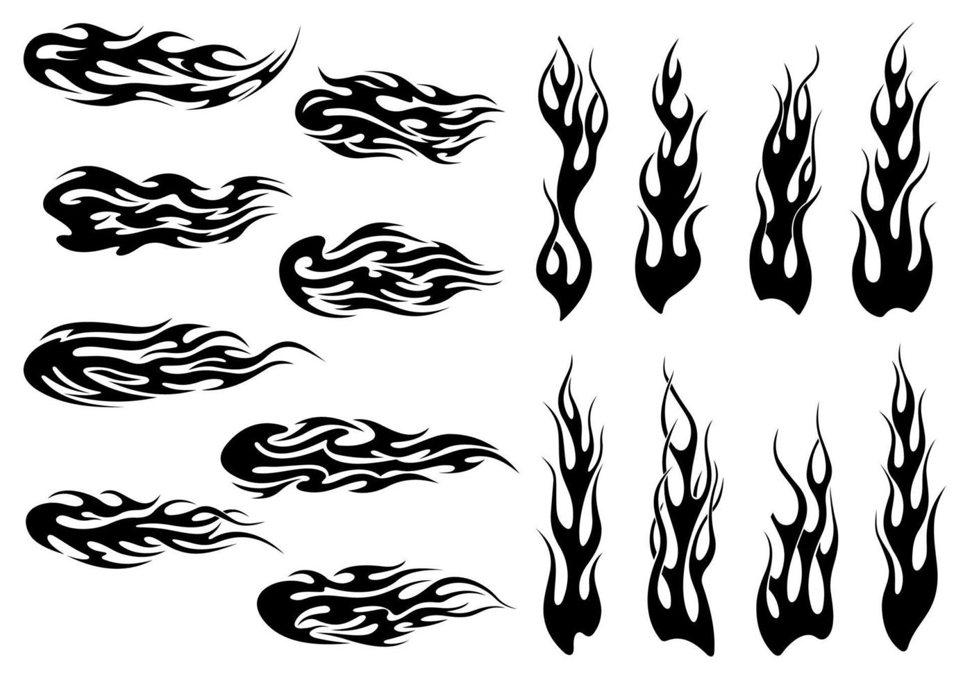 diseño tribal del tatuaje de las llamas del fuego negro vector