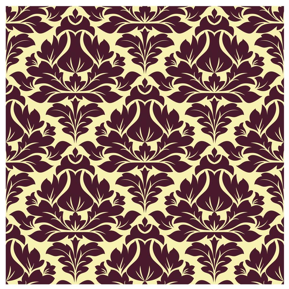 Floral seamless beige and purple damask pattern vector