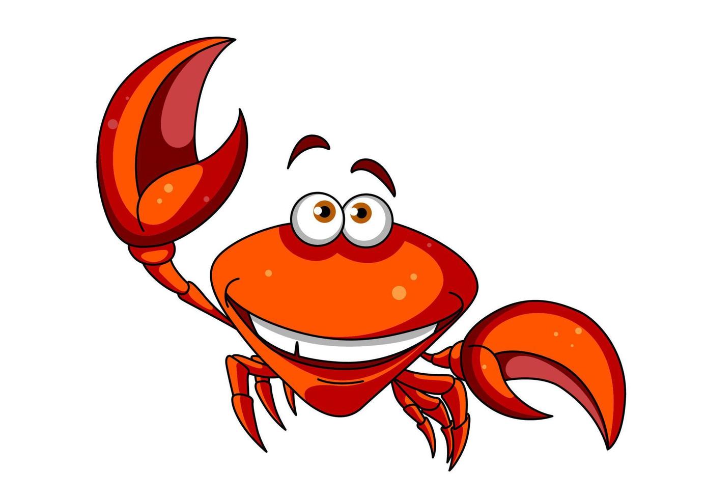 feliz sonriente cangrejo rojo de dibujos animados vector