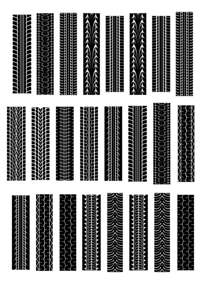 Black tyre tracks set vector