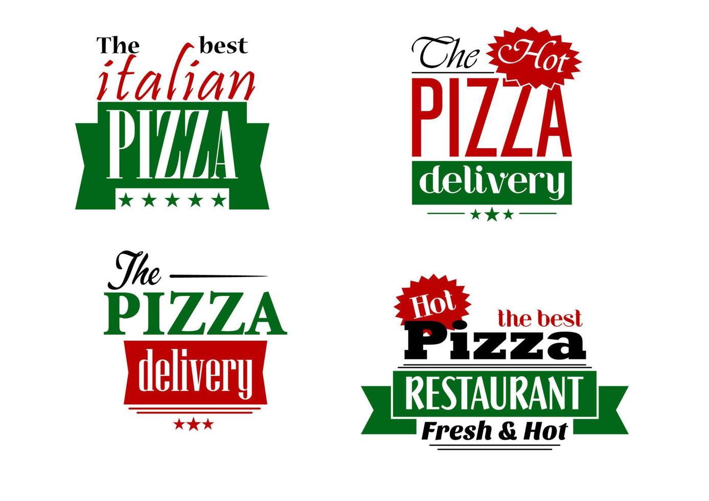 Italian pizza restaurant logo, label, flyer set vector