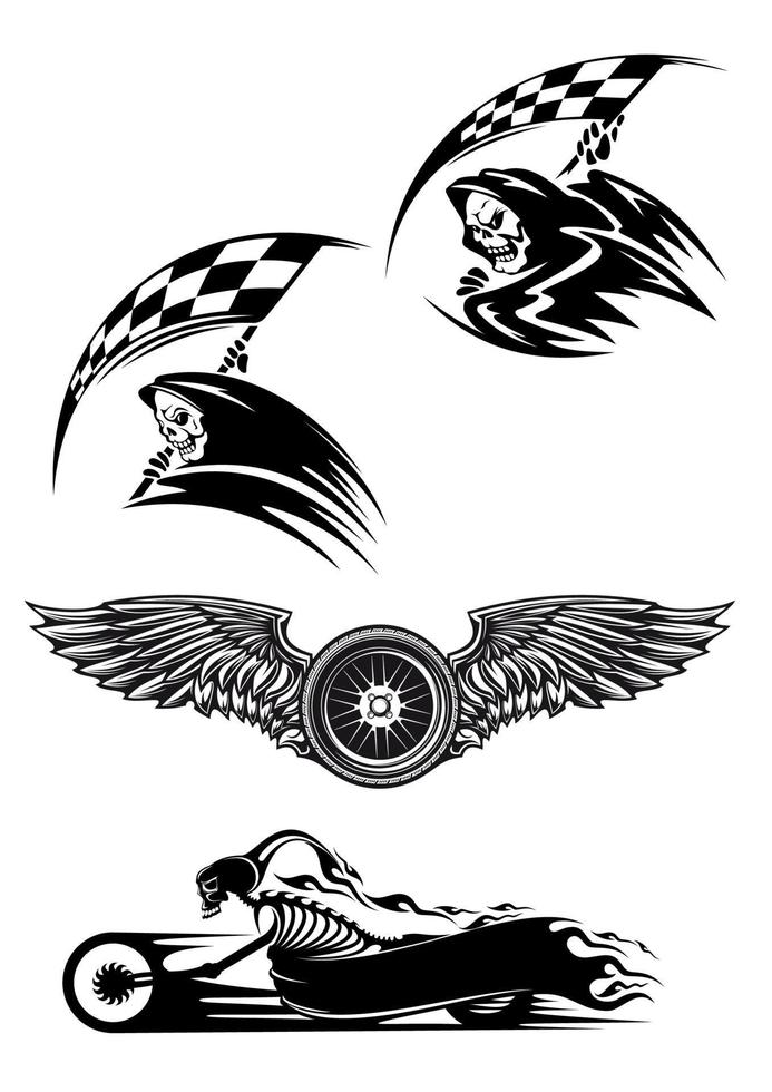 Black motocross mascot design vector