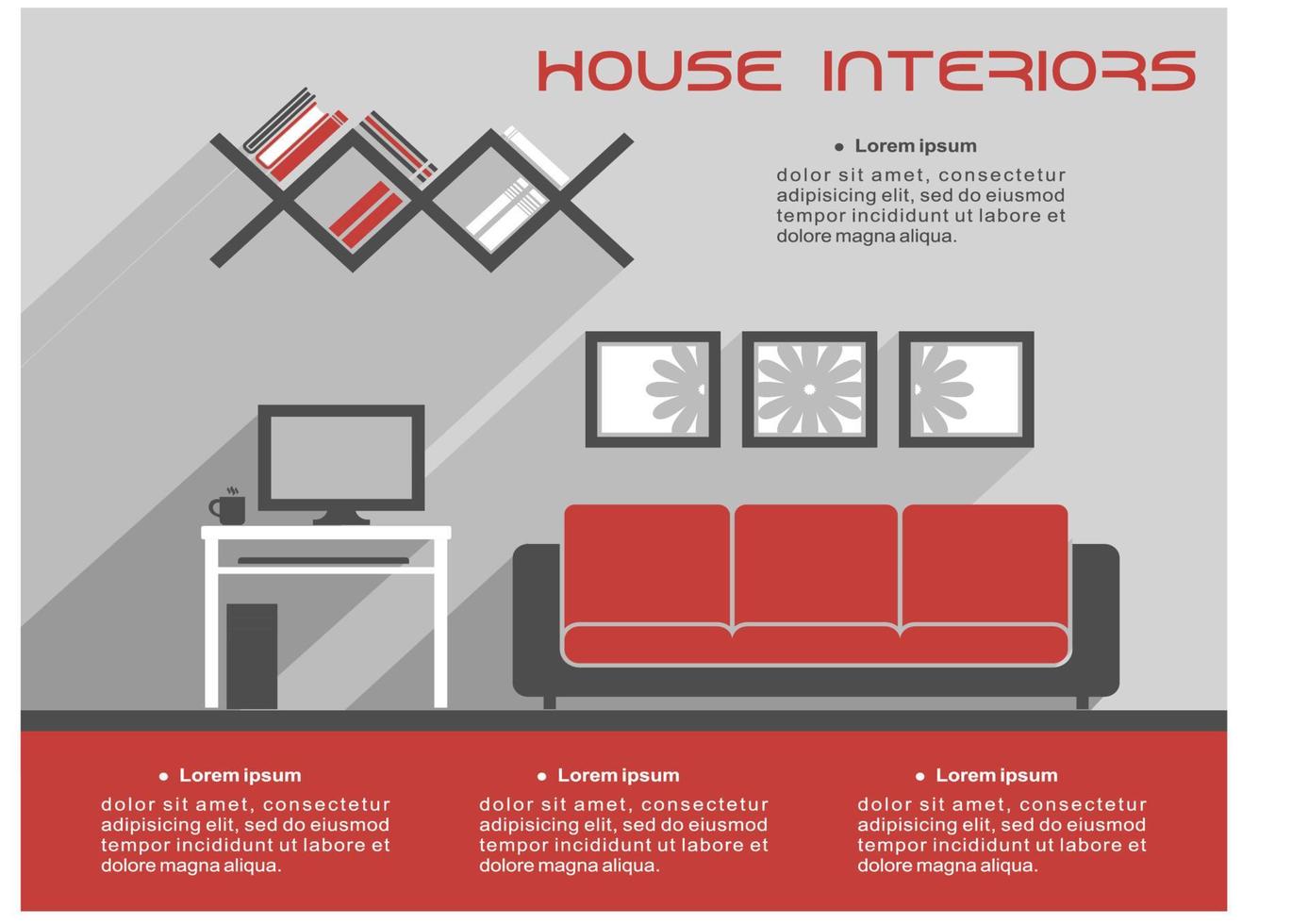 plantilla de diseño de interiores de casa vector