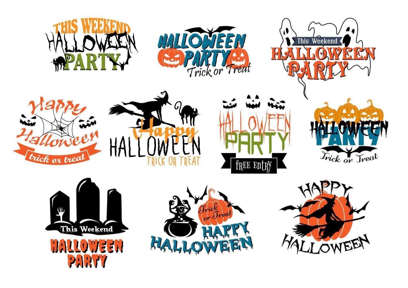 fiesta de halloween y feliz halloween diseños vector