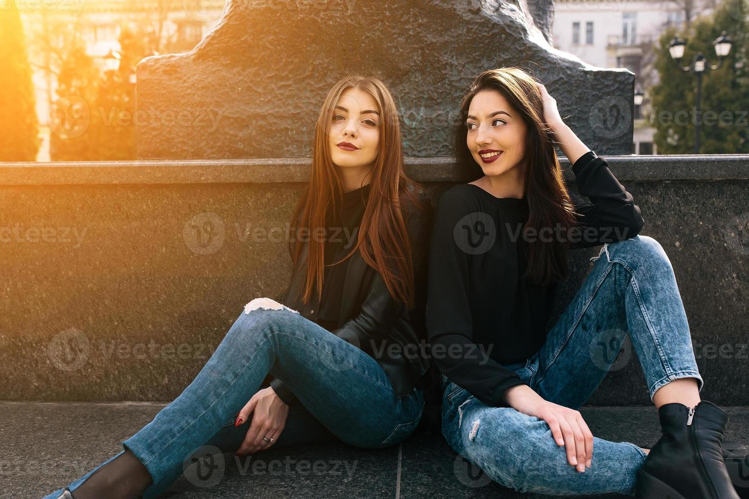 Two young adult girls photo