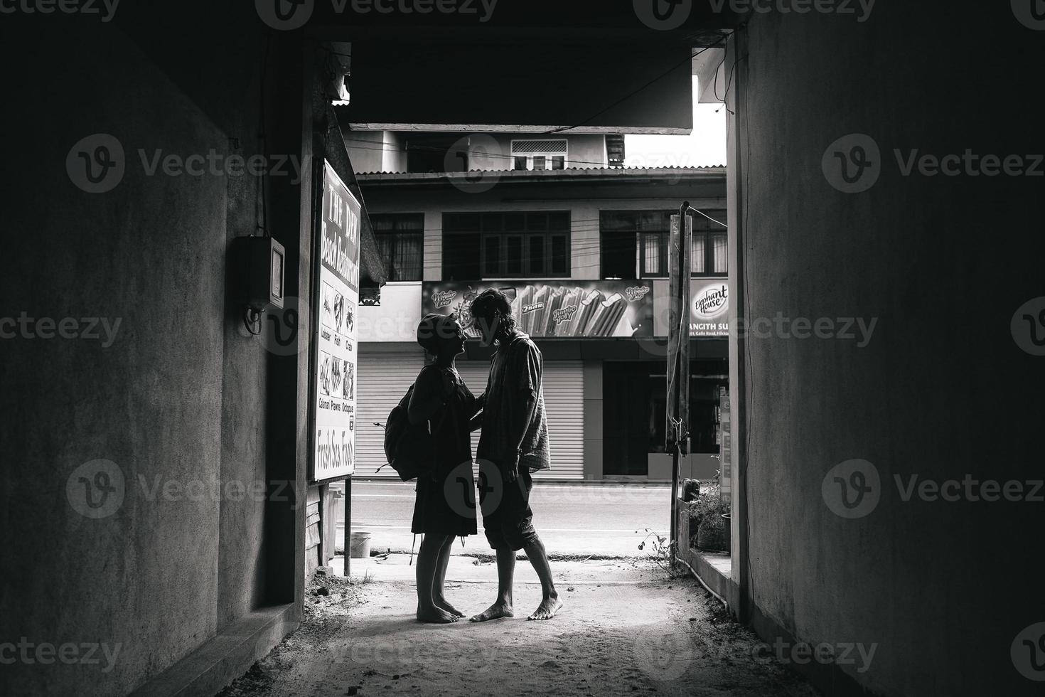 The lovely couple in love on the street photo