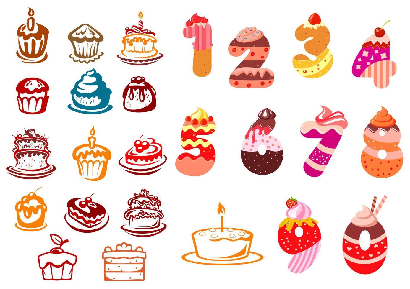 Collection of kids birthday icons vector