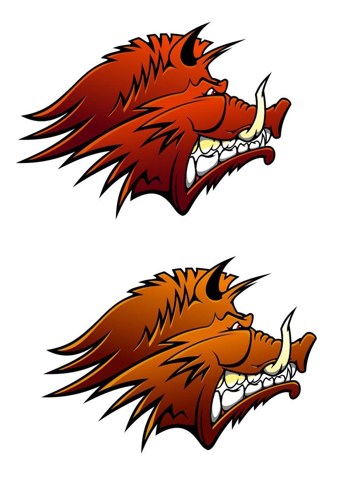 Wild boar mascot with big tusks vector