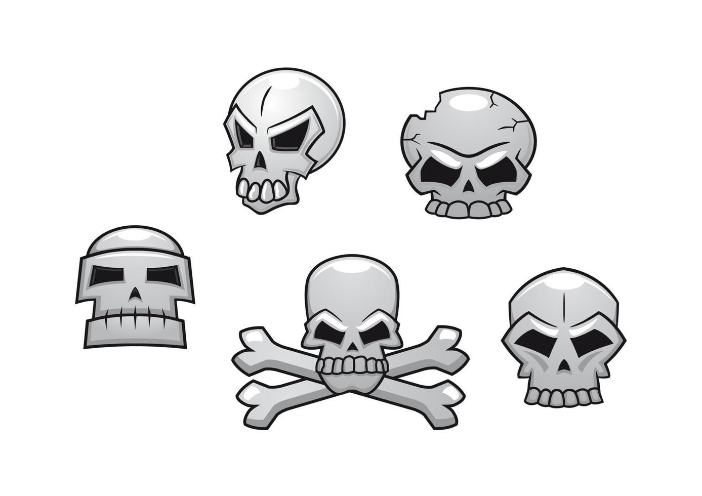 Halloween or Pirate themed skull set vector