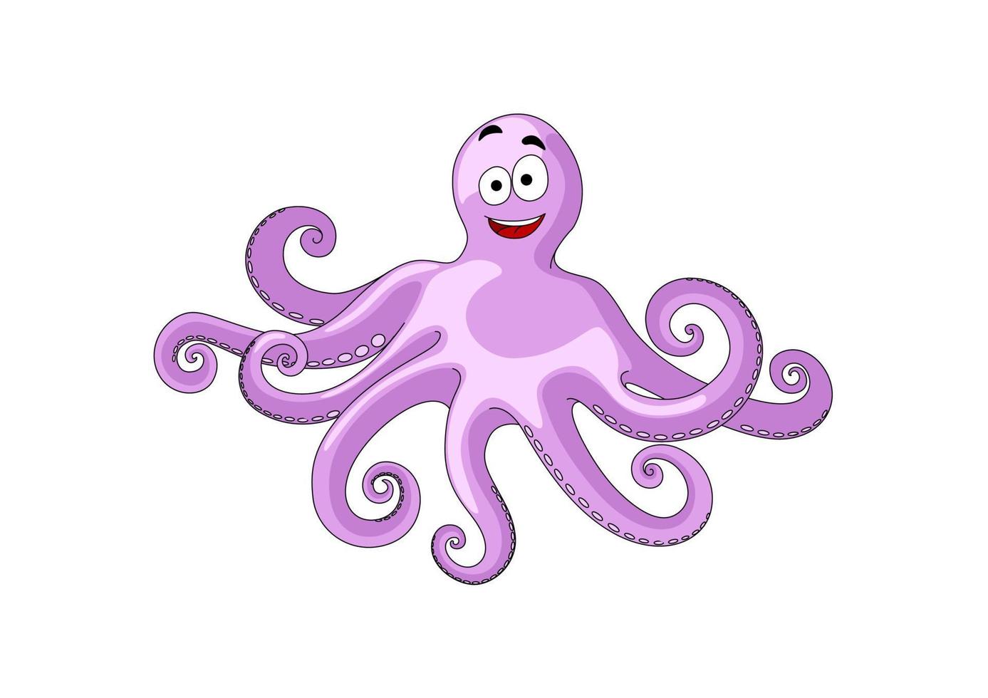 lindo, alegre, caricatura, pulpo vector