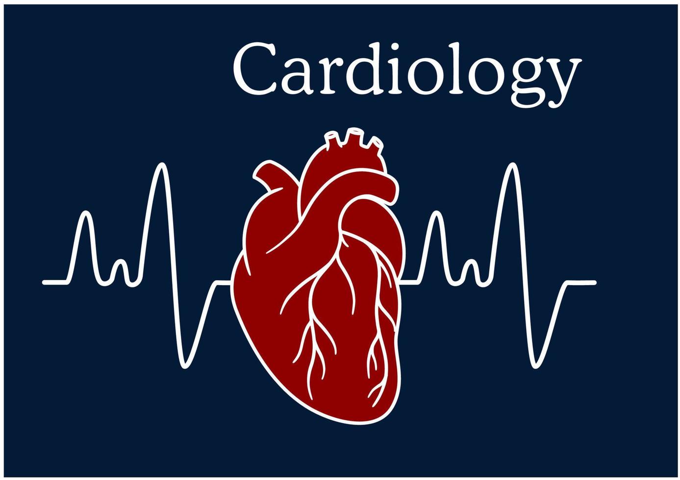 corazón humano con frecuencia de onda vector