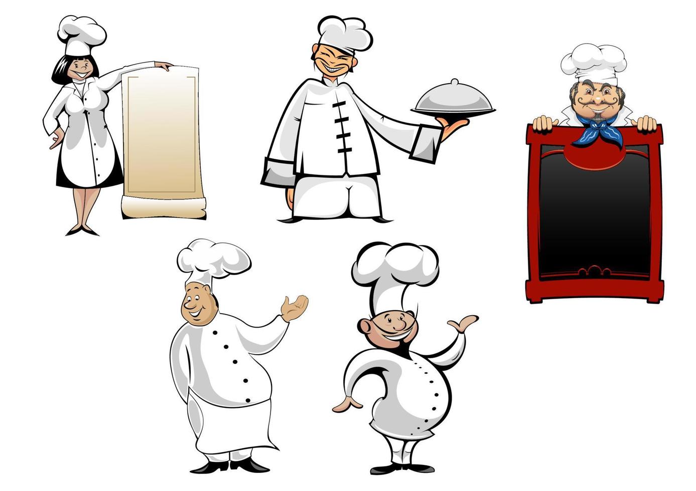 conjunto de chefs y cocineros de dibujos animados vector